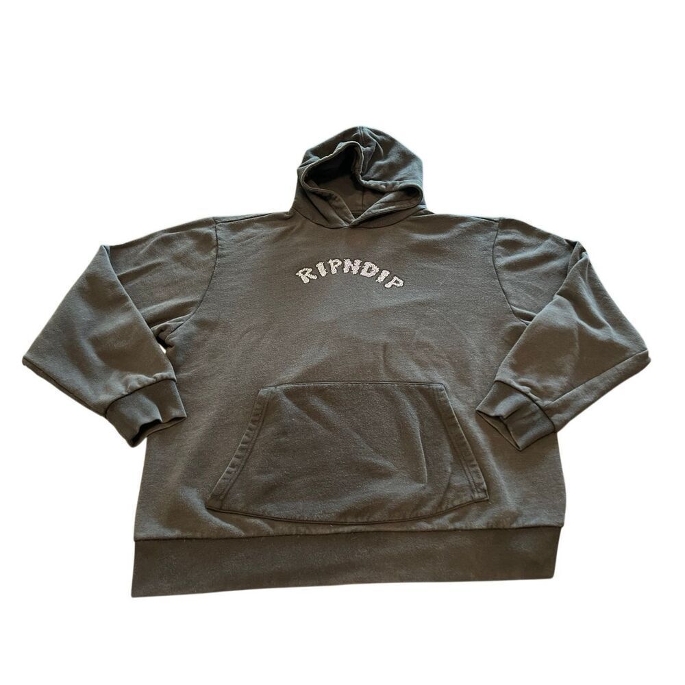 RIPNDIP XL Black Rhinestone Logo Devil Graphic Hoodie Streetwear Skate Pullover